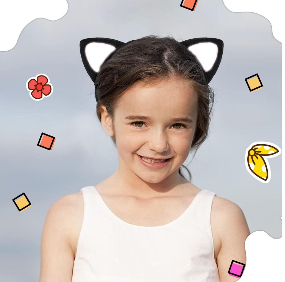 Kedi Kulak Taç Siyah İçi Beyaz Renk Pofuduk 15X17 cm