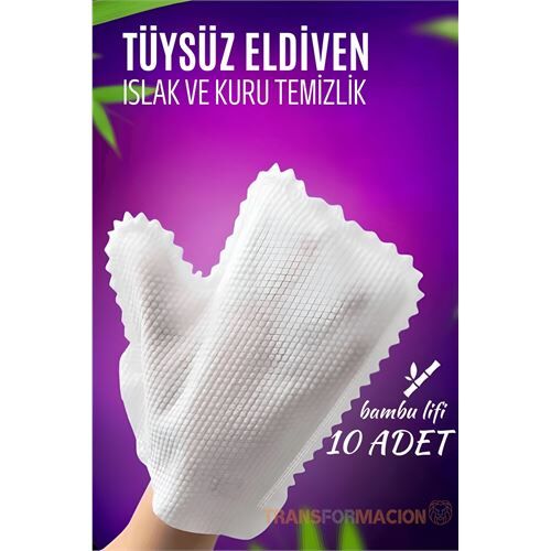 TüysüzTemizlik Eldiveni Islak ve Kuru Temizlik Eldiveni Bambu Lifi