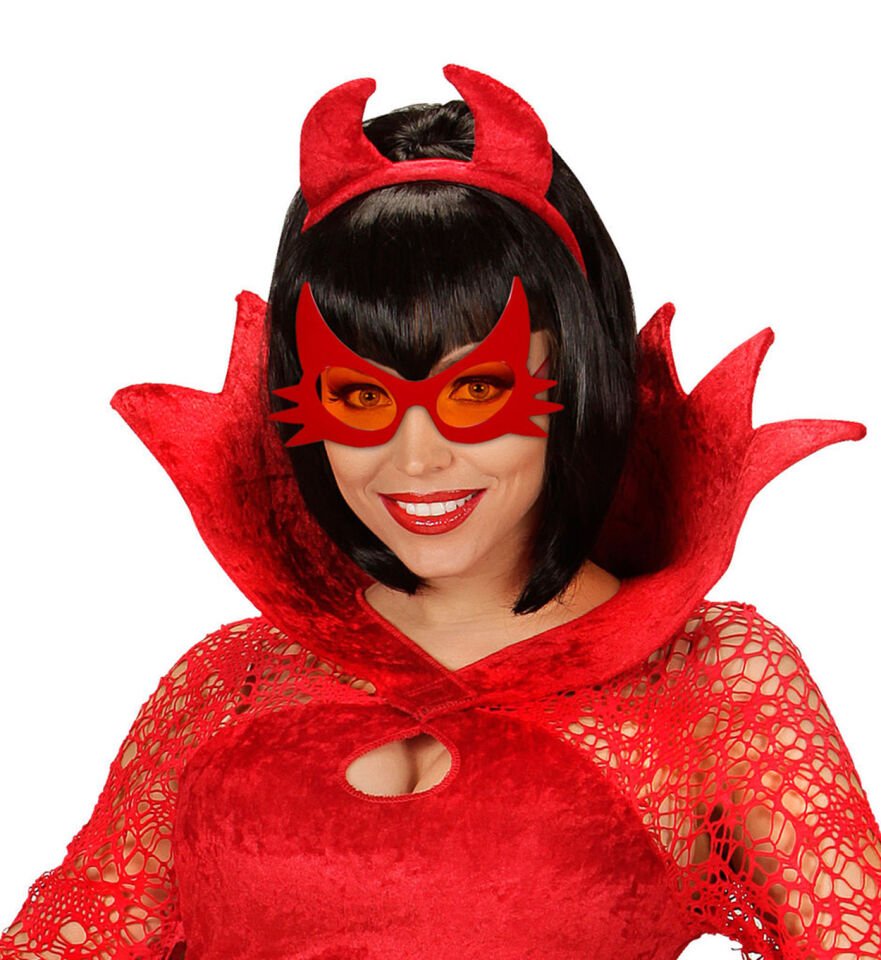 Kırmızı Renk Bıyık Tasarımlı Kedi Gözlüğü 19x11 cm