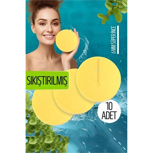 Sıkıştırılmış Makyaj Temizlik Pedi Cilt Temizlik Süngeri Doğal Selülöz 10 ADET