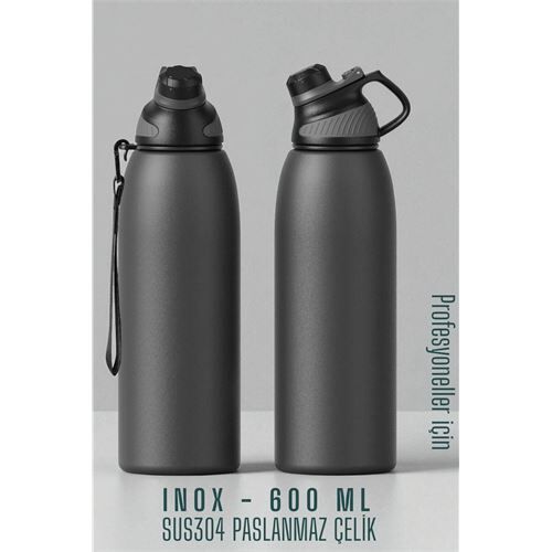 Inox Çelik Termos - 600 ml  SUS304 Çelik Termos Profesyonel GRİ