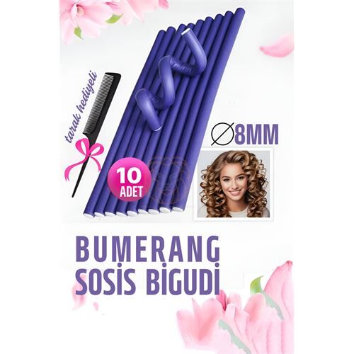 Bumerang Sosis Bigudi Tarak Seti 8 mm Kalınlık 10 Adet