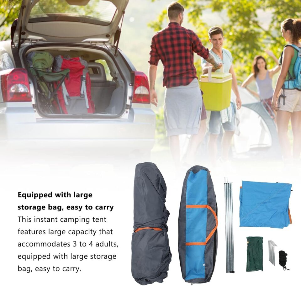 Tam Otomatik Su Ve Rüzgar Geçirmez Gölgelikli Tenteli 6 Kişilik Kamp Çadırı 240*240*155cm