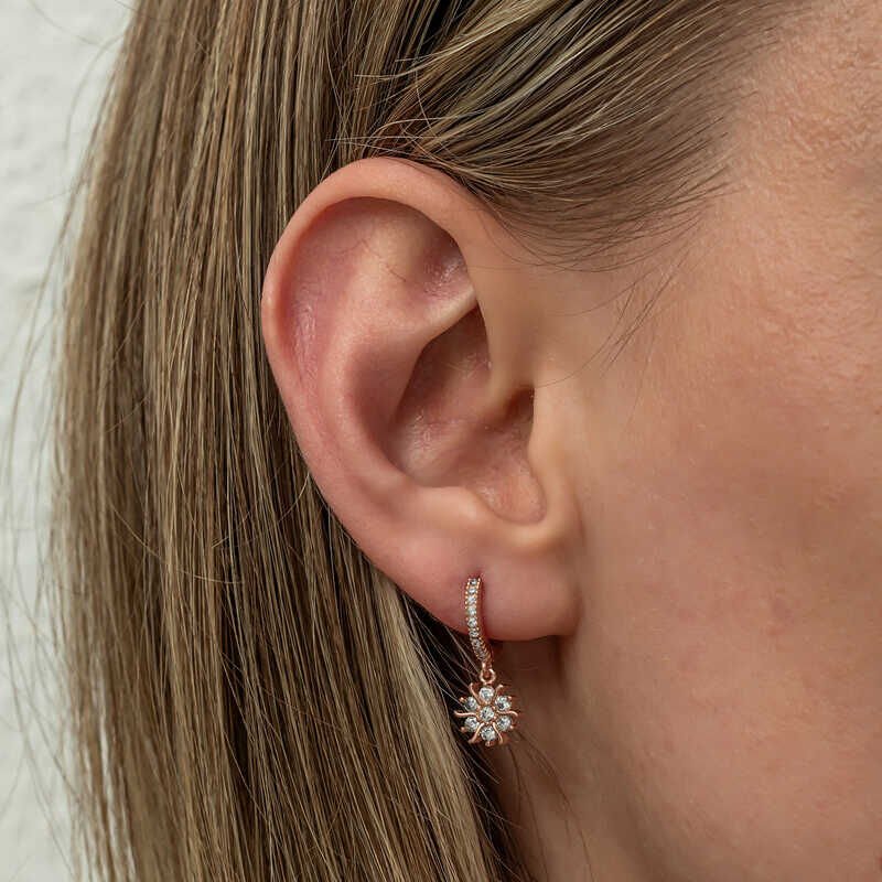 Gümüş Rose Sallantılı Güneş Kadın Küpe