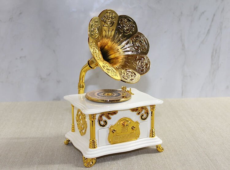 Gramafon Müzik Kutusu Beyaz