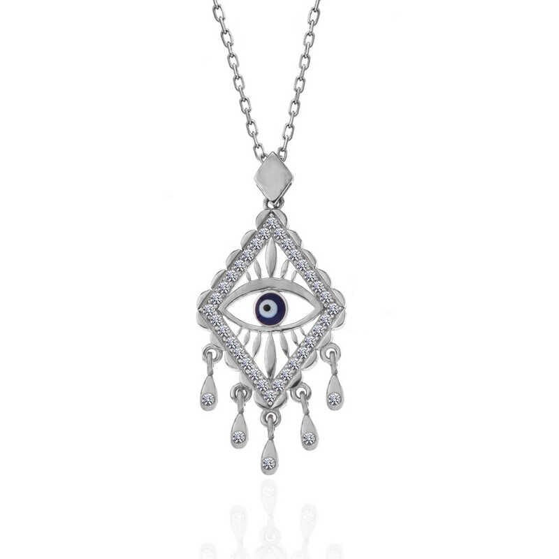 925 Ayar Gümüş Nazarlı Göz Kadın Kolye
