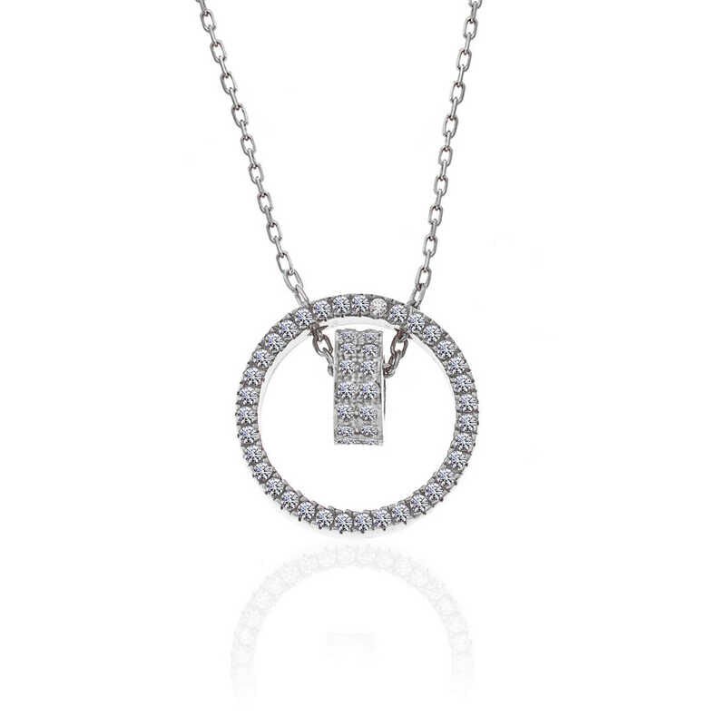 925 Ayar Gümüş İç İçe Geçmiş Halka Kadın Kolye