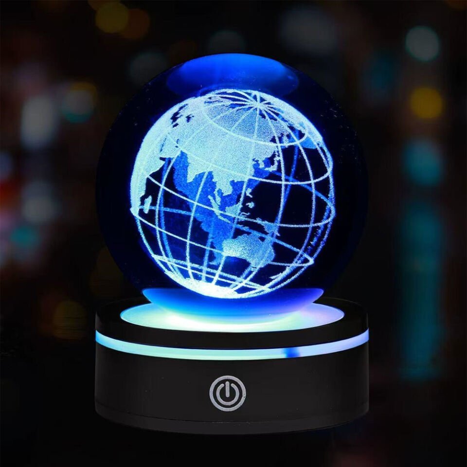 Dünya Tasarımlı Usb'li Dönen Cam Küre