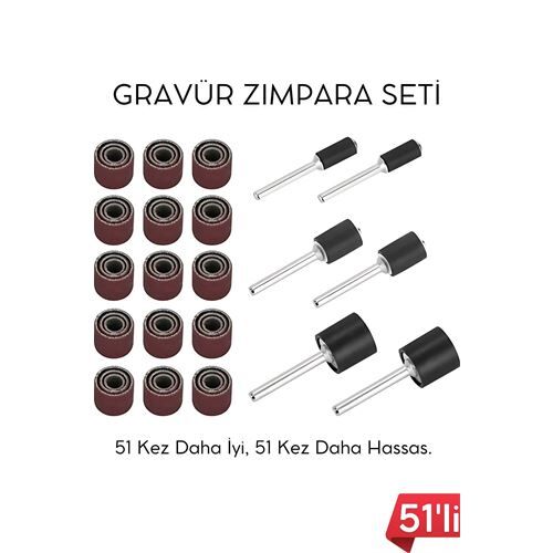 51'li Mini Zımpara Gravür Seti Dremel Ucu: Profesyonel Taşlama, Parlatma ve Şekillendirme Aleti