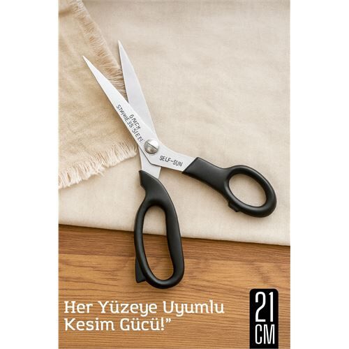 Çok Amaçlı Makas – 21 cm Uzunluk | 11 cm Kesim Bıçağı | Paslanmaz Çelik, Ergonomik Sap