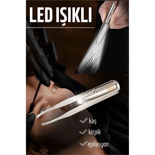 Led Işıklı Cımbız Kirpik Kaş Cımbız Epilasyon Cımbızı