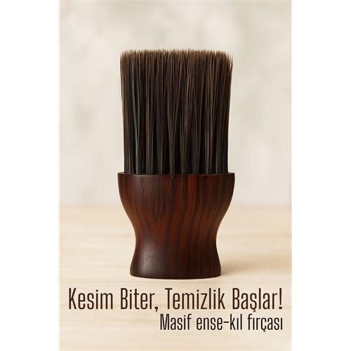 Berber Ense Fırçası Saç Temizleme Fırçası - Berber Temizlik Fırçası Masif Ahşap
