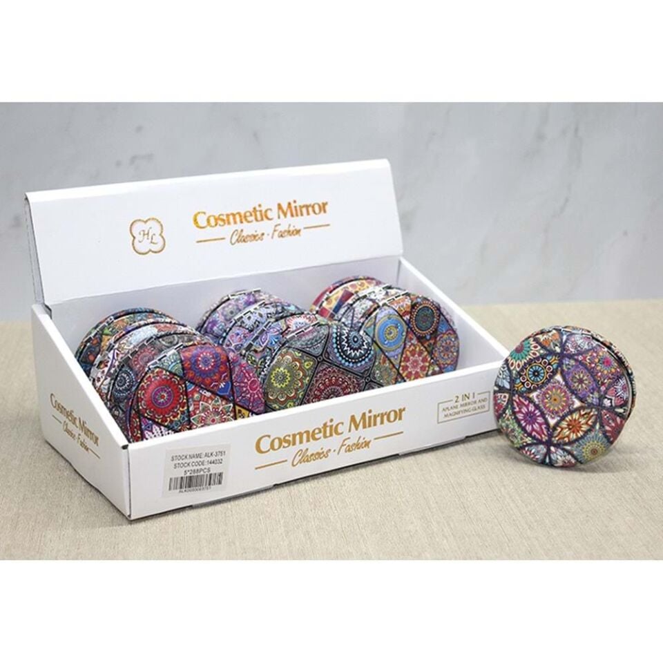 Taşlı Yuvarlak El Aynası Kalın