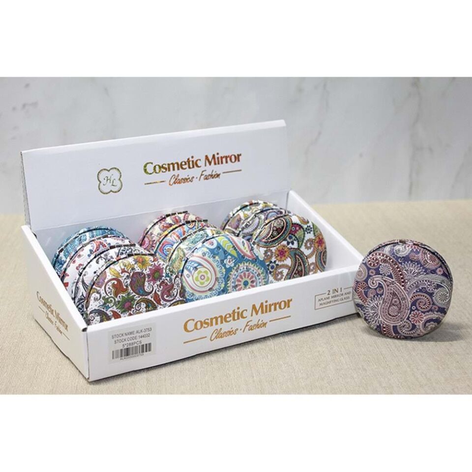 Taşlı Yuvarlak El Aynası Kalın