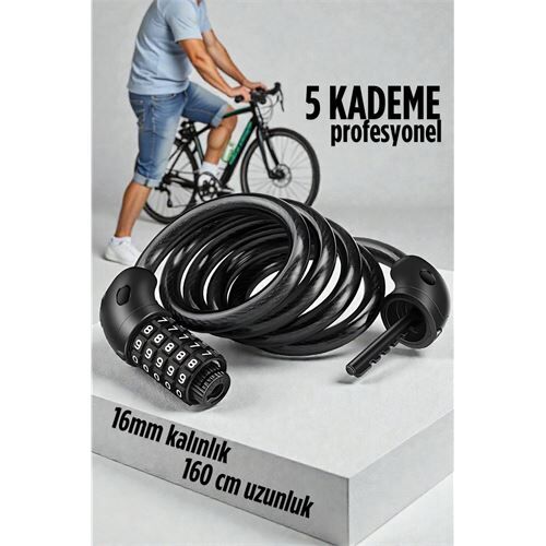 Şifreli Bisiklet Kilidi 16 mm Kalınlık 160 cm Scooter Motosiklet Kilidi - Çelik Kablo