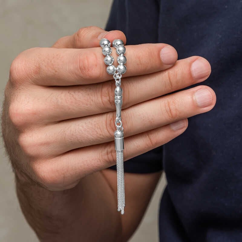 Gümüş Yuvarlak Erkek Tesbih