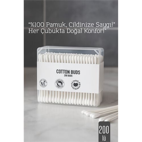 %100 Pamuk Kulak Çubuğu – 200’lü Paket