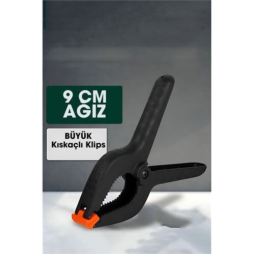 Kıskaç Klips Yaylı Işken ce Plastik Kelepçe Güçlü Mafsallı Çene 9 inç 9 cm ağız