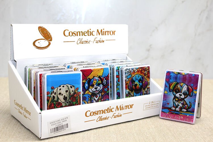 Hareketli Sulu Detaylı Köpek Figürlü El Aynası