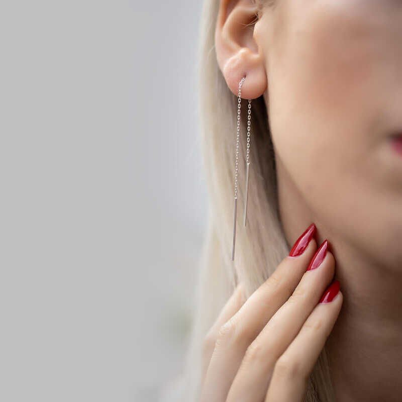 925 Ayar Gümüş Zincirli Küpe