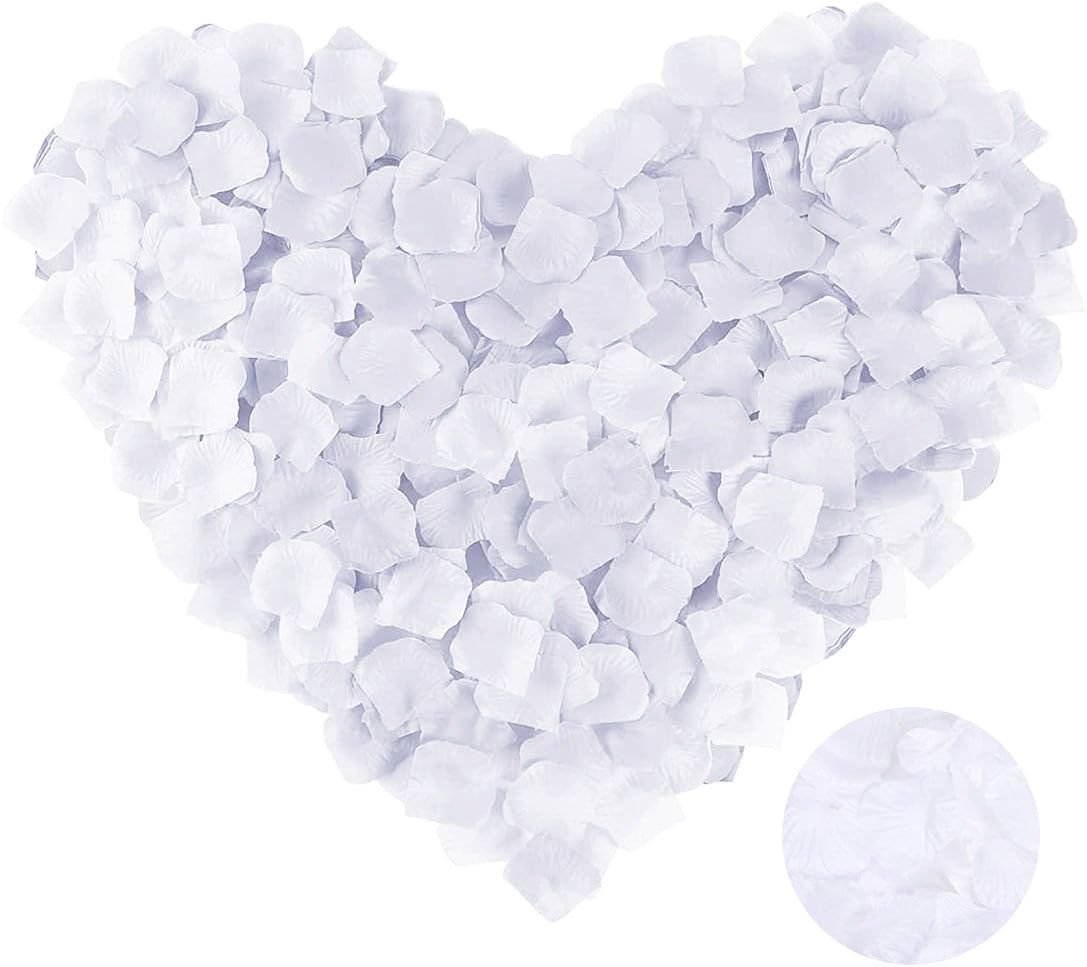 Beyaz Renk Gül Yaprağı Şekilli Konfeti 5 Paket 500 Adet