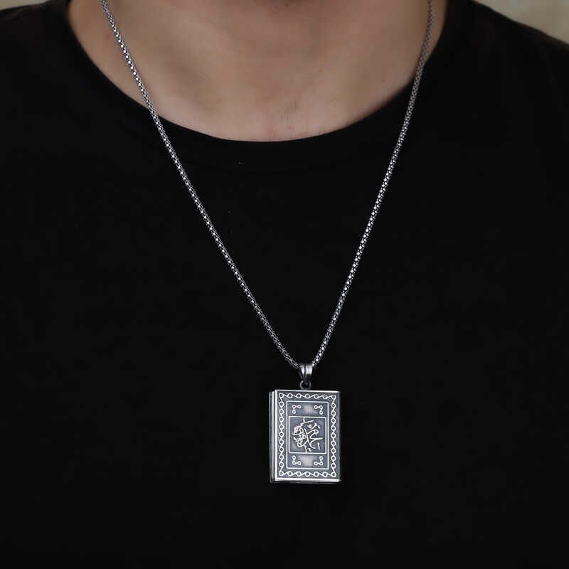 925 Ayar Gümüş Kare İçi Açılabilen Muskalık Gümüş Kolye