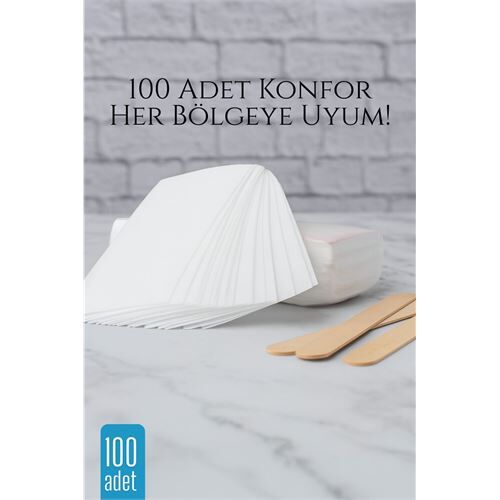 100'lü Ağda Bezi Seti + Spatula | Her Bölgeye Uyumlu | Evde Pratik Tüy Alma İçin