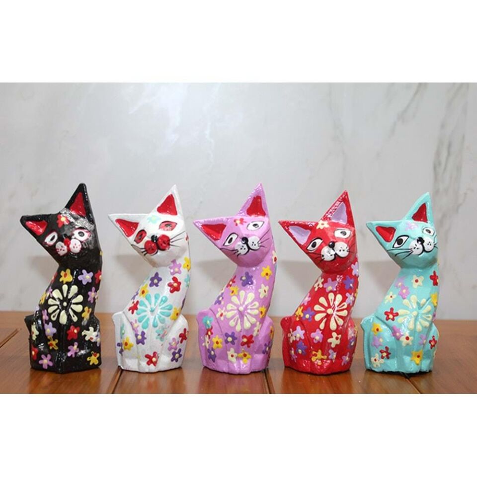 Ahşap 5'Li Kedi Seti