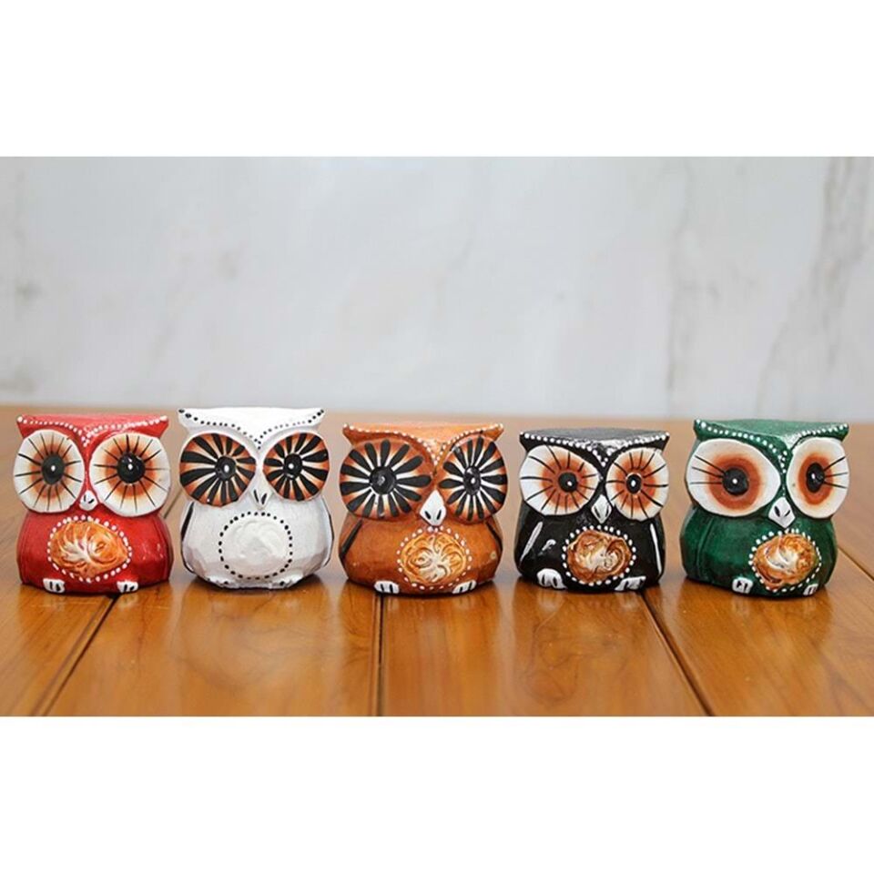 Ahşap 5'Li Baykuş Seti