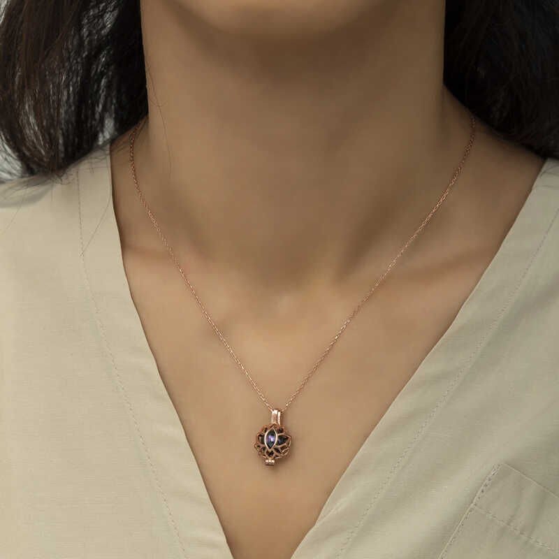 925 Ayar Gümüş Kafesli Lotus Bayan Gümüş Kolye