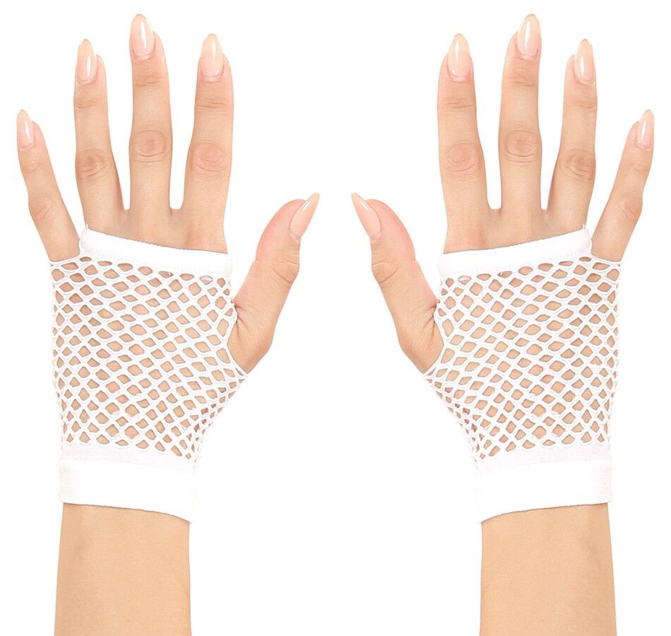 Parti Aksesuar Beyaz Renk Kısa Boy Fileli Örgü Eldiven