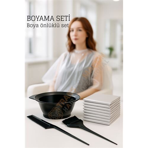 Saç Boyama Seti 3’lü ve Saç Boya Önlüğü Tarak, Seti Fırça, Boya Kabı ile Profesyonel Uygulama Kolaylığı