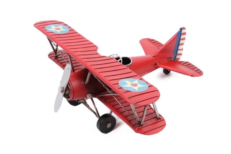 Dekoratif Metal Uçak Çift Kanatlı Biblo Dekoratif Hediyelik