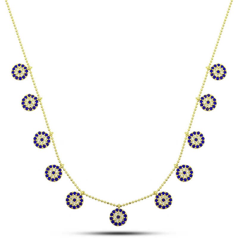 925 Ayar Gümüş Gold Nazarlı Şans Kadın Kolye