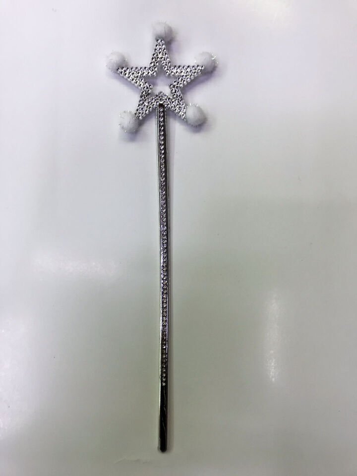 Parti Malzemesi Yıldız Peri Asası Sihirli Değnek Beyaz Ponponlu