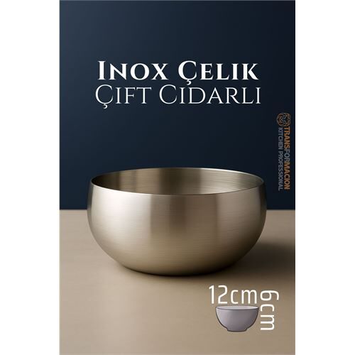 Çift Cidarlı Kase - Inox Çelik Kase  12 cm