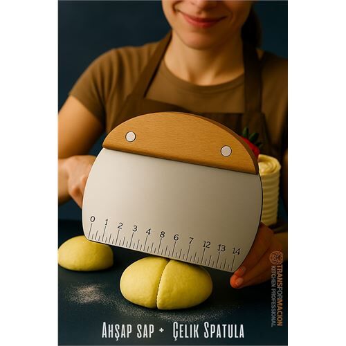Pasta Spatulası - Profesyonel Hamur Sıyırıcı - Ölçü Cetvelli Pasta Hamur Spatulası