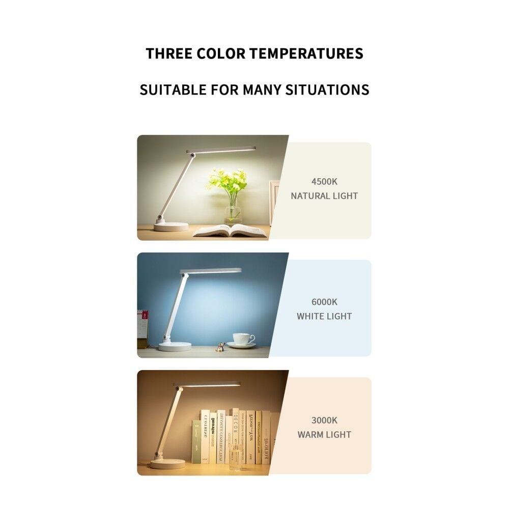 40 Led Çalışma Okuma Işığı Kademeli Masa Lambası Ayarlanabilir Renk Tonu Ve Parlaklık