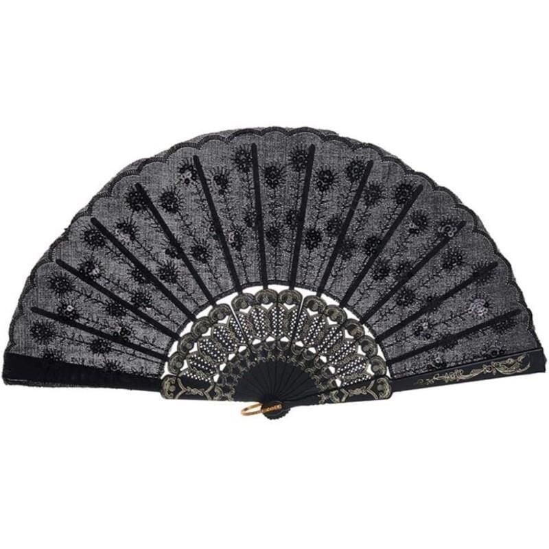 Pullu Yelpaze Siyah 12 Adet