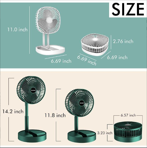 Katlanır Teleskopik Zemin Fanı Yaz Sessiz Öğrenci Masaüstü Fan USB Şarj Edilebilir Taşınabilir Ev Mini Hava Soğutucu