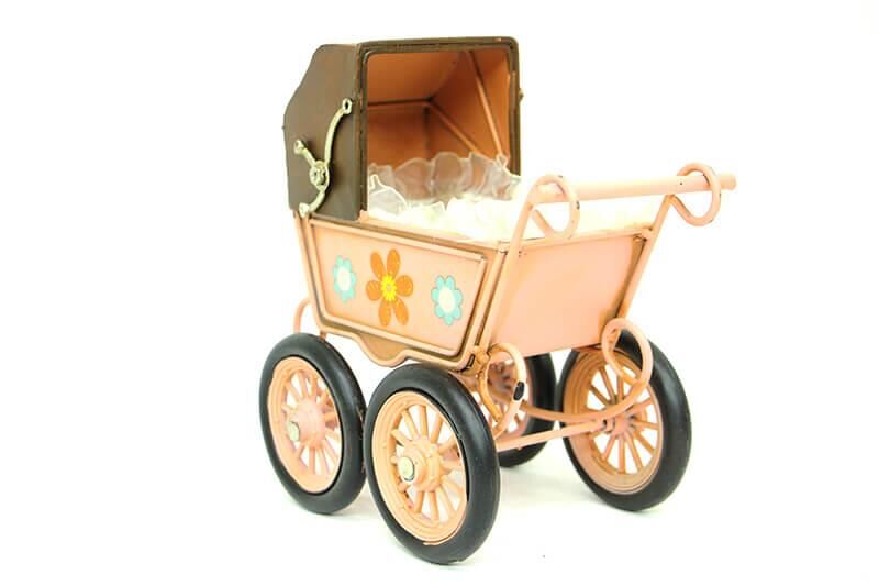 Dekoratif Metal Bebek Arabası Biblo Vintage Hediyelik