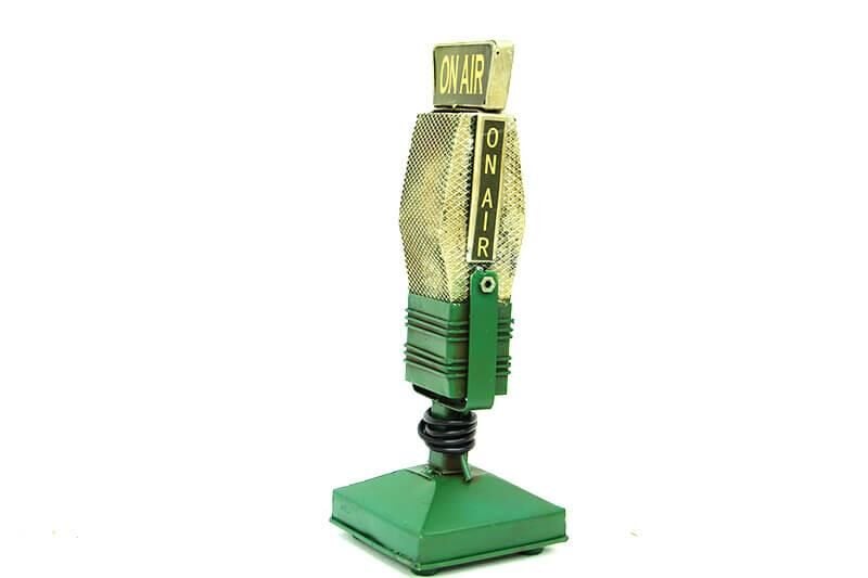 Dekoratif Metal Mikrofon Obje Biblo Vintage Hediyelik