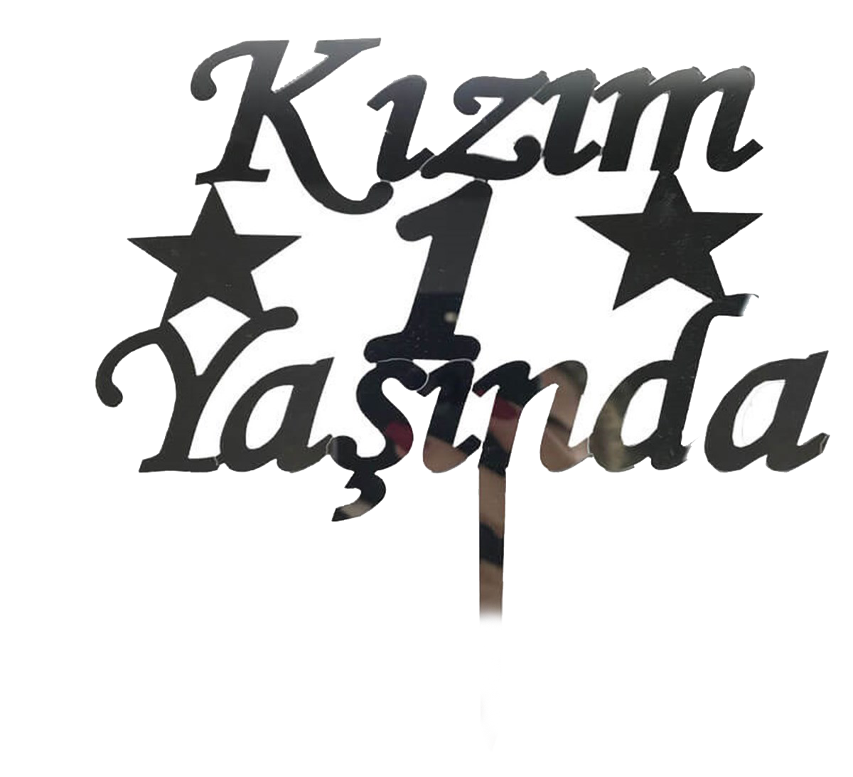 Kızım 1 Yaşında İlk Yaş Doğum Günü Partisi Pleksi Pasta Süsü Gümüş Renk