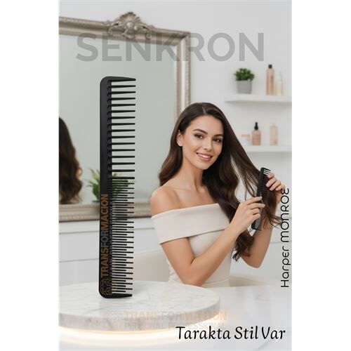 Karbon Plastik Saç Kesim Tarağı – 17.2 cm, Kuaför ve Kişisel Kullanıma Uygun