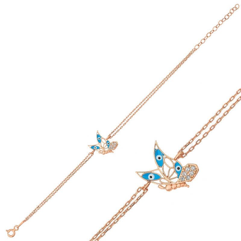 ​925 Ayar Gümüş Rose Kelebek Kadın Bileklik