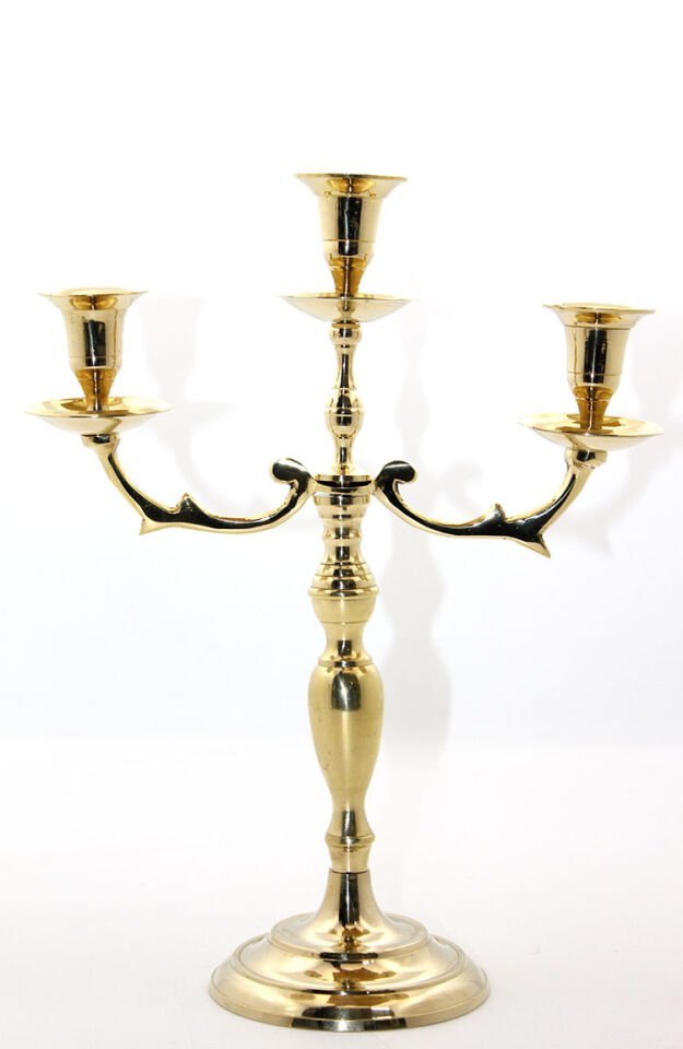 Pirinç 3'Lü Şamdan