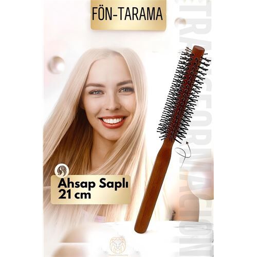 ModaCar Fön Fırçası Ahşap Saplı Tarama Fırçası