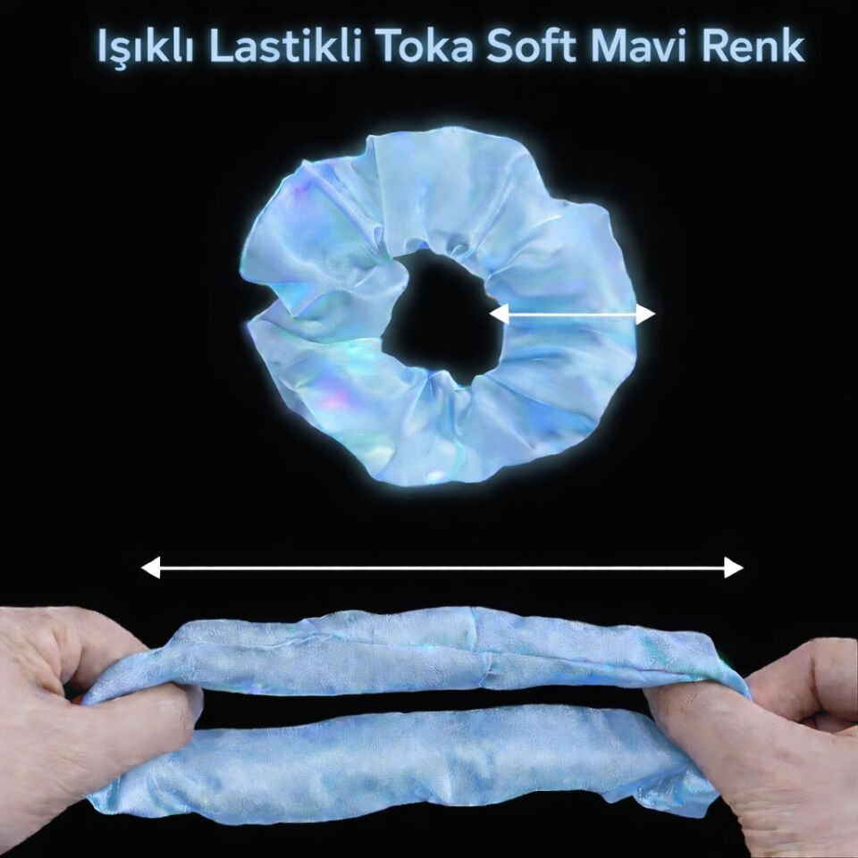 Soft Mavi Renk Led Işıklı Lastikli Saç Tokası