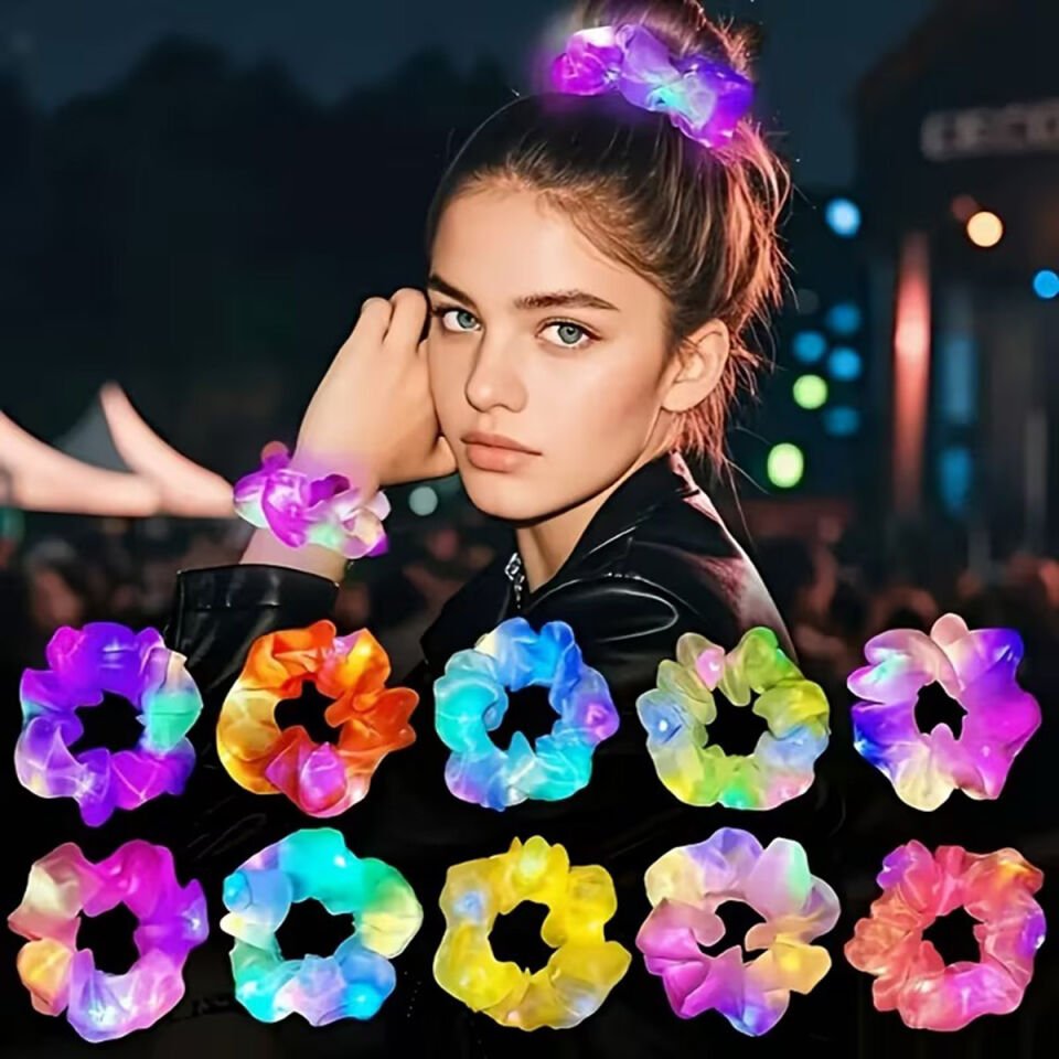 Soft Mavi Renk Led Işıklı Lastikli Saç Tokası