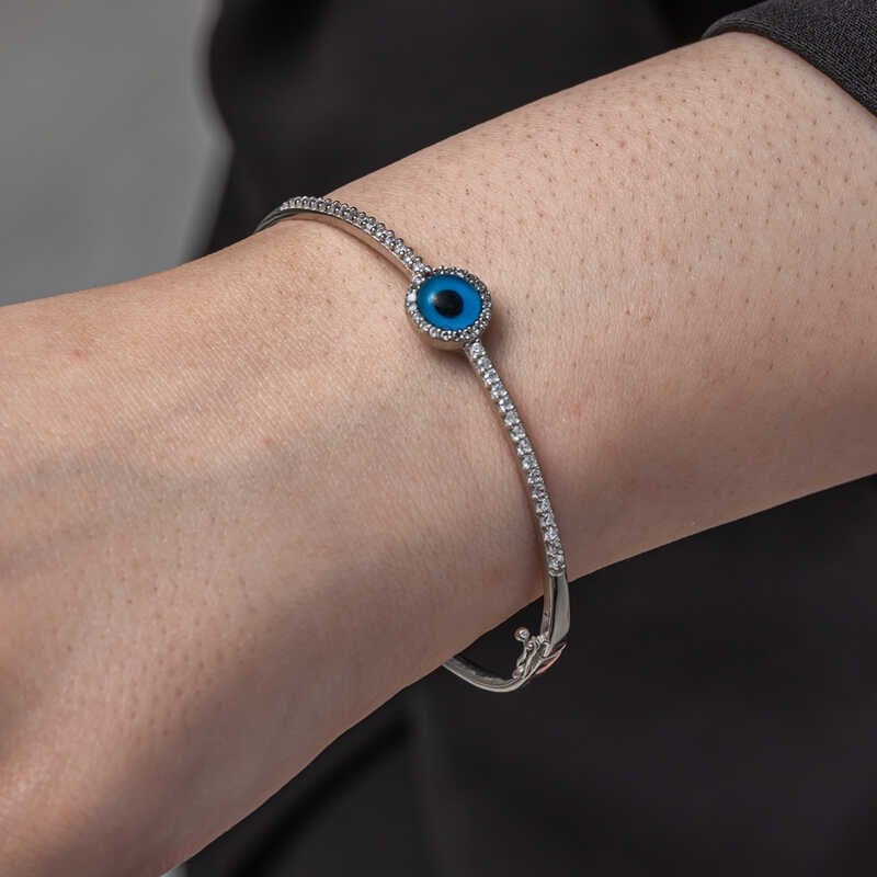 925 Ayar Gümüş Nazarlı Göz Kadın Bilezik
